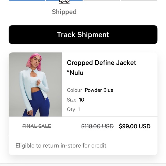 Lululemon Cropped Define Jacket Nulu Powder Blue - Picture 3 of 3